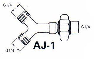 AJ-1 Разветвитель Y-тип G1/4 мама для воздушной магистрали на 2 канала G1/4 папа ANEST IWATA